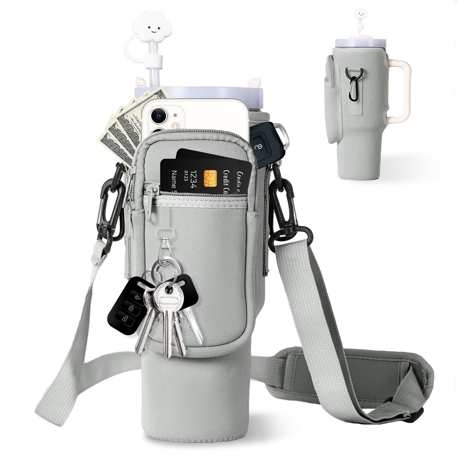 Bolsa Bandolera para Botella Stanley 40oz con Correa Ajustable, Bolsillo y Aislamiento Térmico