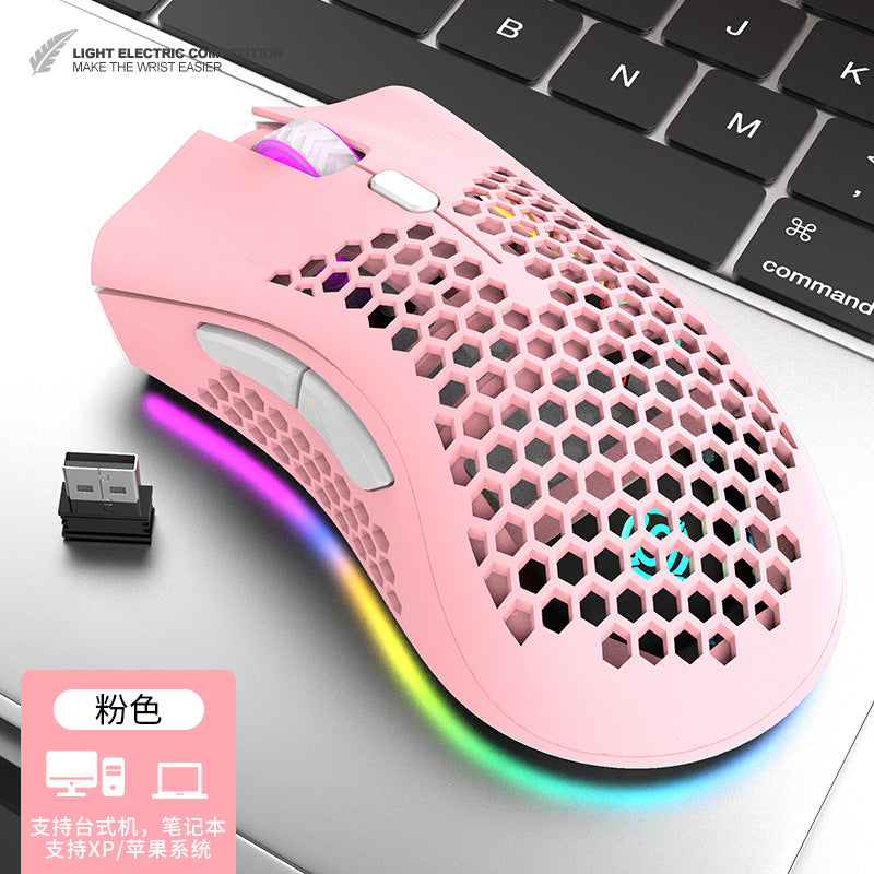Ratón Inalámbrico Rechazado y Recargable: Ligero, Diseño Hueco, Ideal para Negocios y Juegos