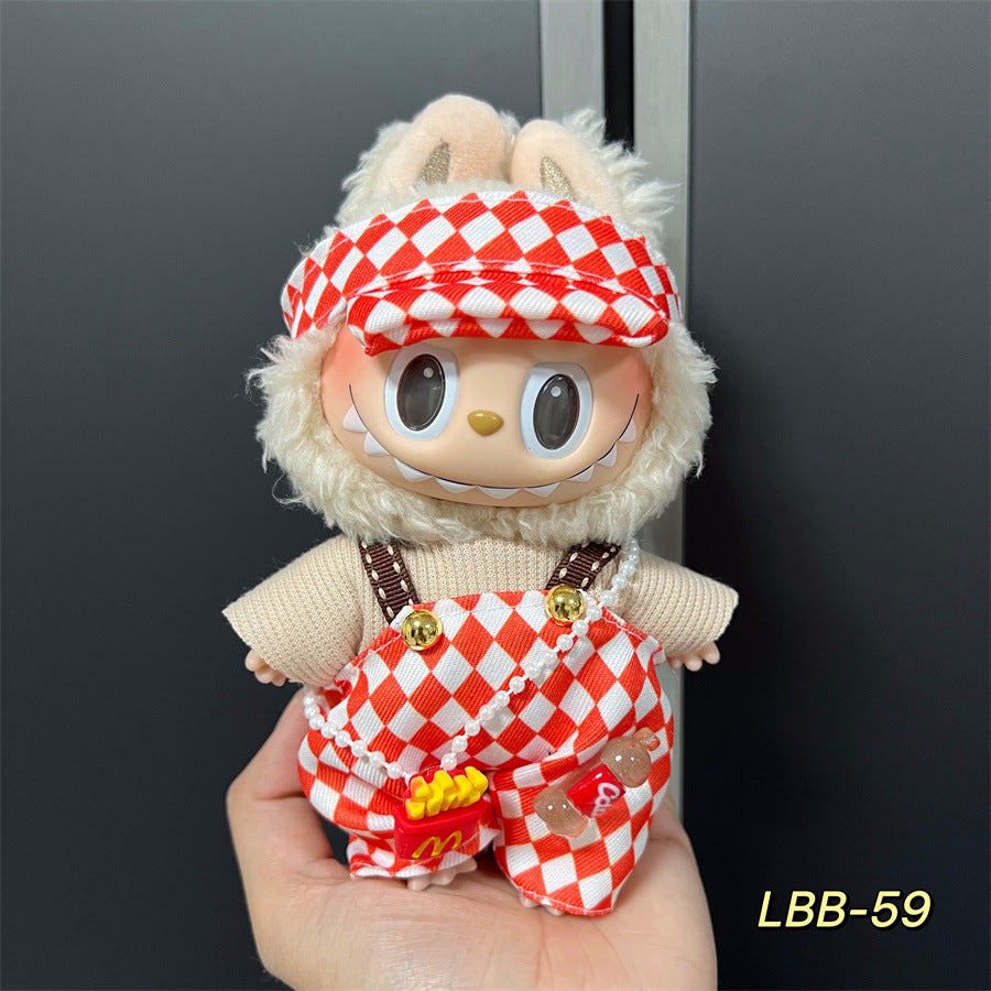 Set de Overol con aplicaciones para muñeca en variados diseños para labubu de 17cm, (Muñeca no incluida)