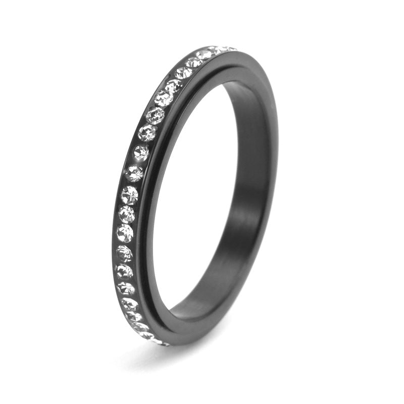 Anillo Antiestrés para Mujer de Acero Inoxidable – Giratorio con Circonitas