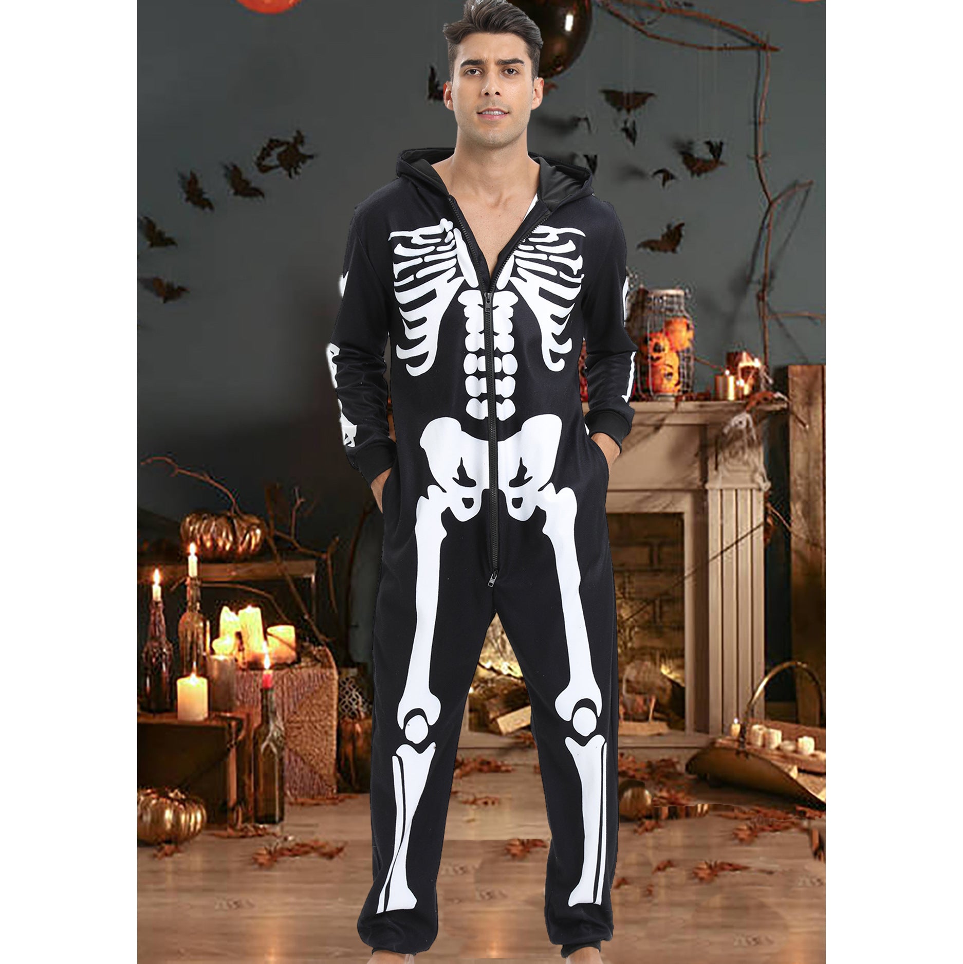 Pijama de Halloween para Hombres con Calavera: Disfraz Comodidad y Estilo
