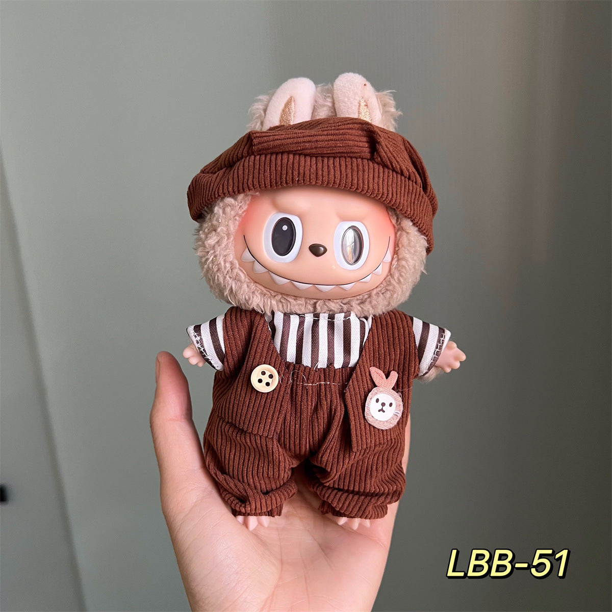 Set de Overol con aplicaciones para muñeca en variados diseños para labubu de 17cm, (Muñeca no incluida)