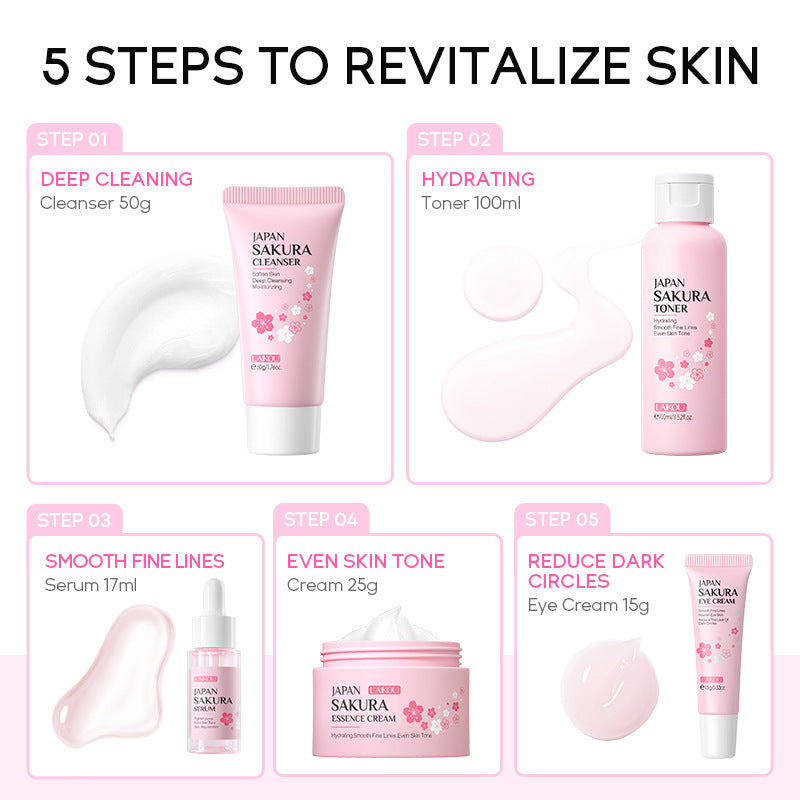 Conjunto de regalo de 5 piezas de LaiKou: Hidratación y reparación con esencia y crema