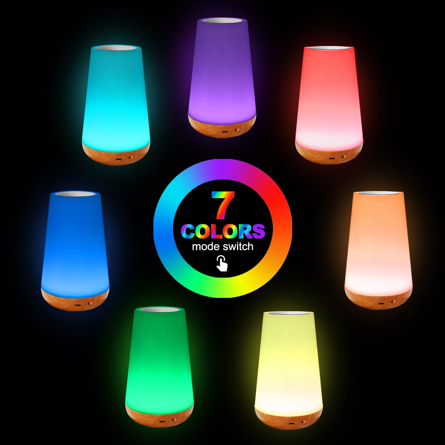 Lámpara de Mesa Efecto Madera con Control Remoto: Luz Táctil Multicolor para Mesita de Noche