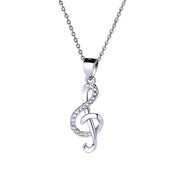 Cadena de Plata 925 con Dije de Nota Musical – Cristales Brillantes