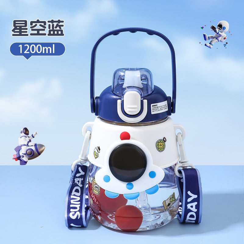 Botella de Astronauta para Niños: Vaso de Plástico con Pajita de Gran Capacidad