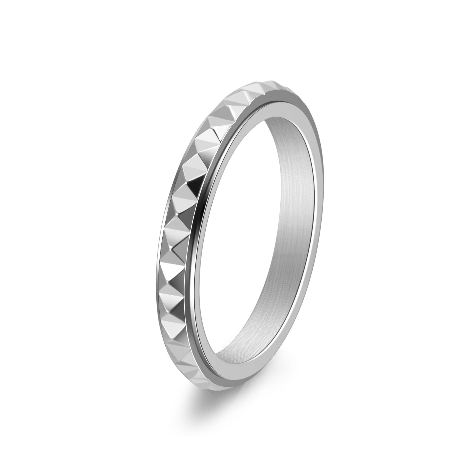 Anillo Antiestrés de Titanio para Mujer – Diseño de Triángulos