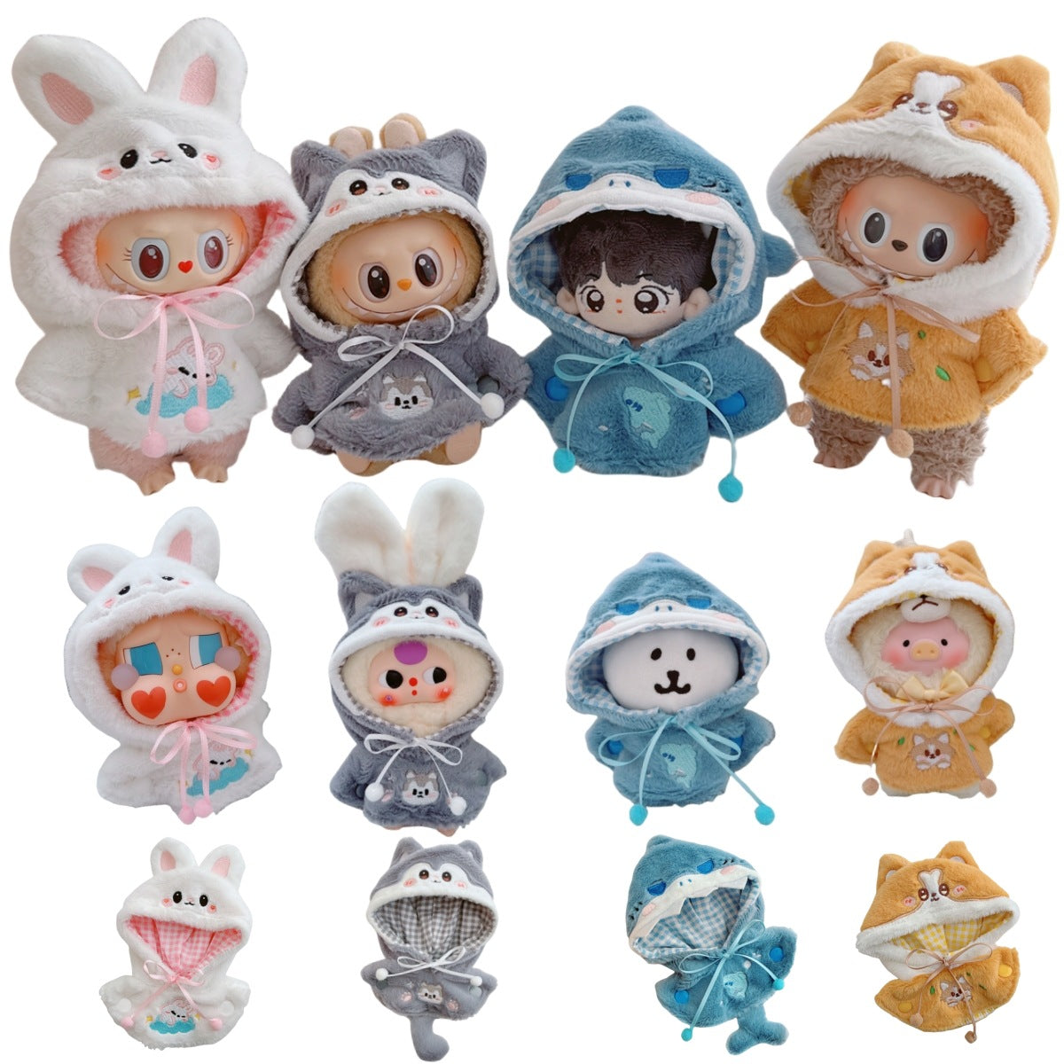 Adorable outfit con gorro de animales para Labubu (Muñeca no incluida)