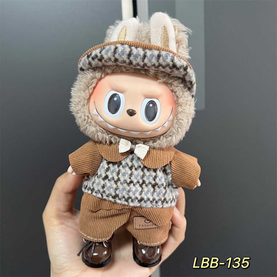 Ropa estilo Preppy Francés para Labubu de 17cm – Outfit de Muñeca de Pie o Sentada