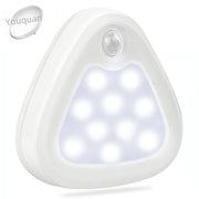 Luz LED nocturna con sensor de movimiento instalada en un pasillo oscuro