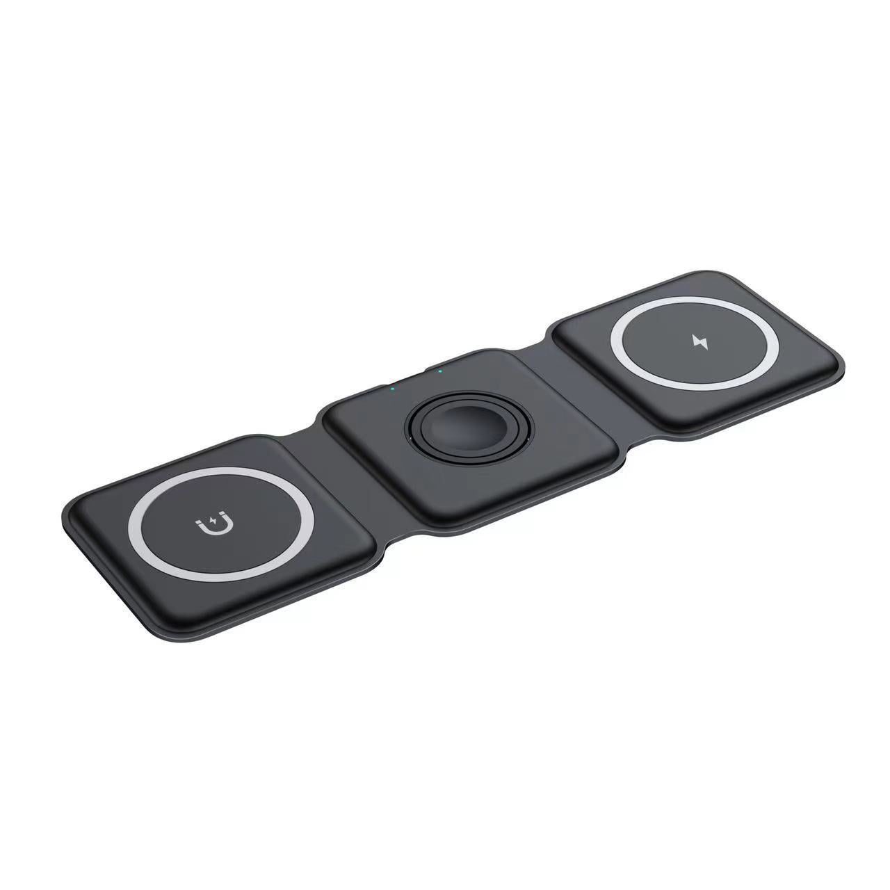 Cargador Inalámbrico 3 en 1 15W: Soporte Magnético para Teléfonos, Auriculares y Relojes