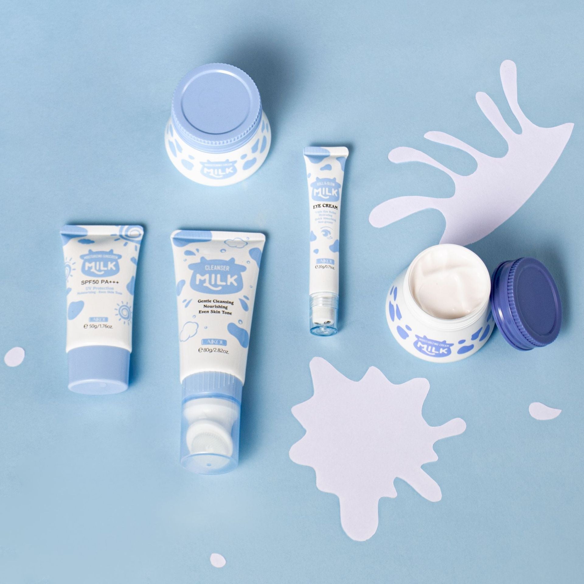 LaiKou Kit de Cuidado Facial LAIKOU: 5 Piezas de Hidratación y Nutrición con Leche