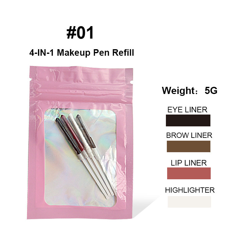 Lápiz de Maquillaje 4 en 1: Labios, Ojos, Cejas y Iluminador
