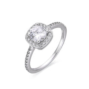 Anillo de Compromiso Solitario de Plata 925 con Circonita Cúbica y Cristales
