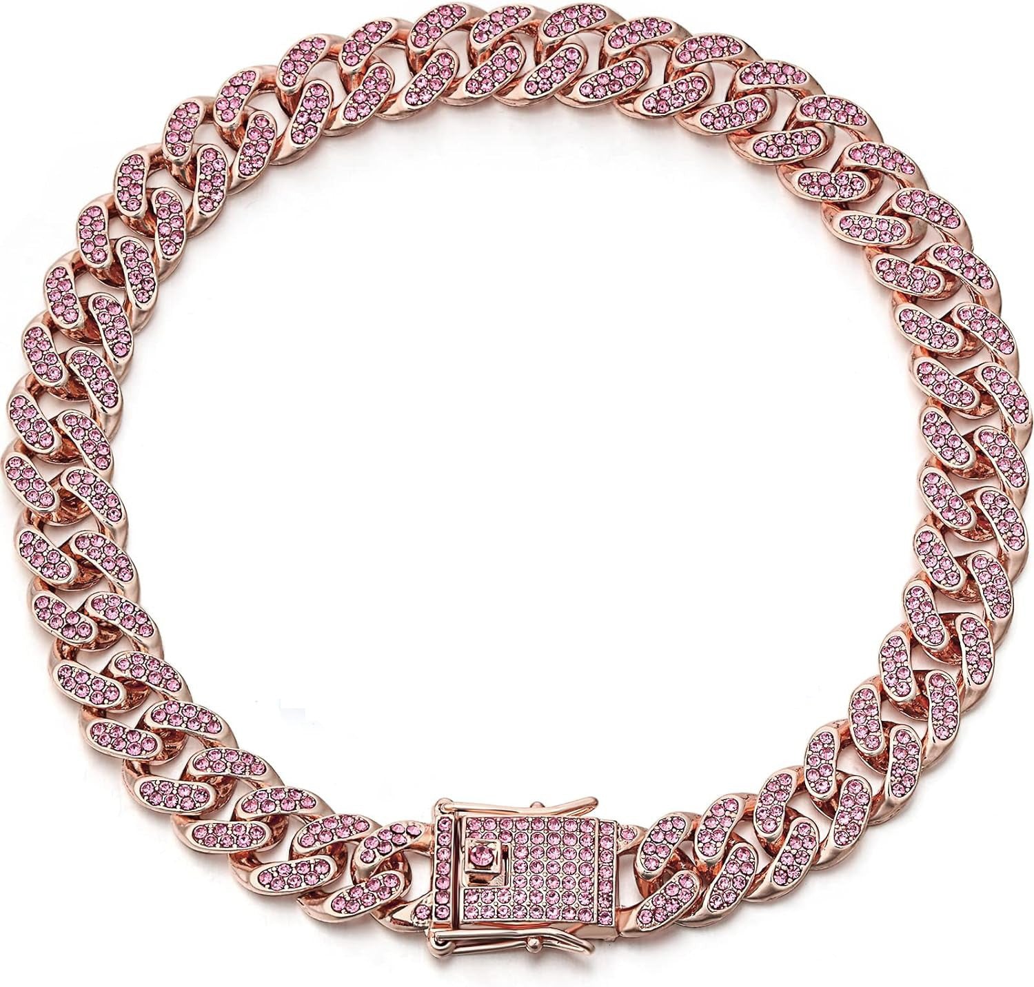 Collar urbano para perro dorado con cristales decorativos