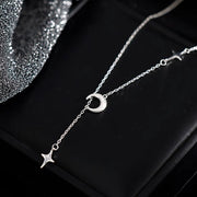Collar Tipo Princesa en Plata 925 – Dije de Luna y Estrella para Mujer