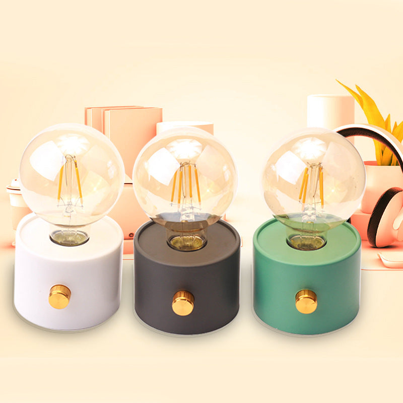 Lámpara de Noche LED Vintage: Luz de Carga, Bombilla de Tungsteno, Ideal para Dormitorios y Decoración de Mesas