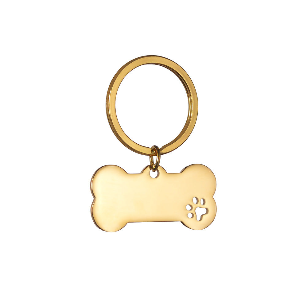 Placa de Acero Inoxidable con Forma de Hueso | Para Grabar Información de Mascotas