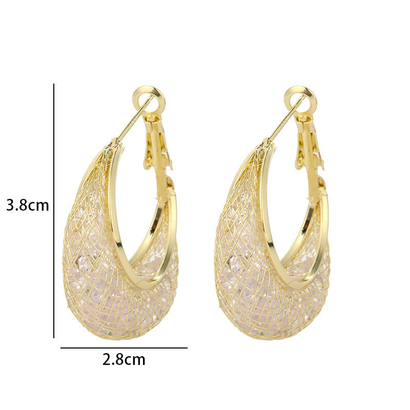 Aretes de Gota Grande con Zirconias – Cierre Tipo Bayoneta para Mujer