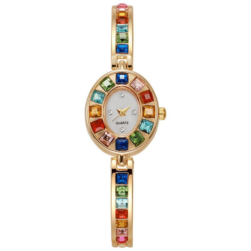 Reloj de Carátula decorada con cristales coloridos
