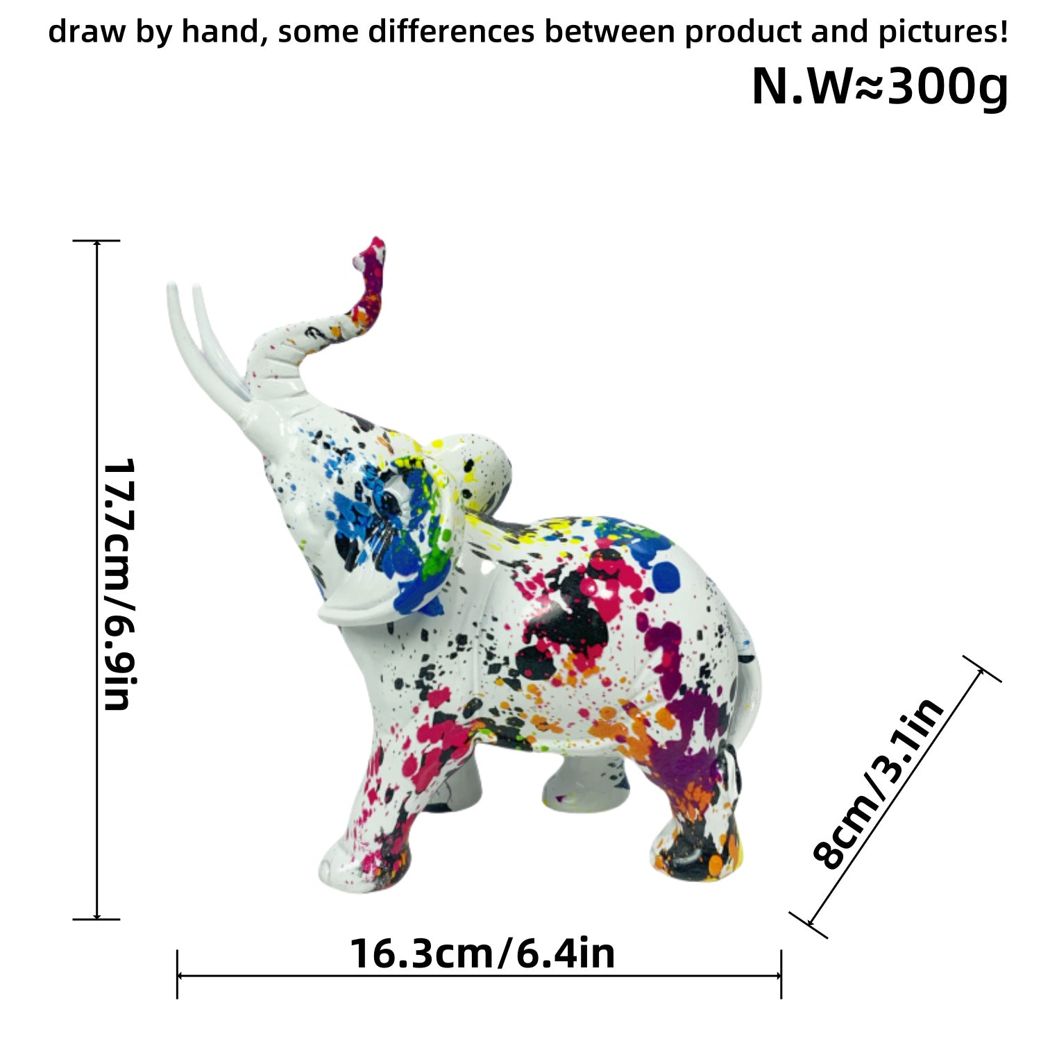 Arte Abstracto: Escultura Colorida de Elefante para Escritorio o Mesa
