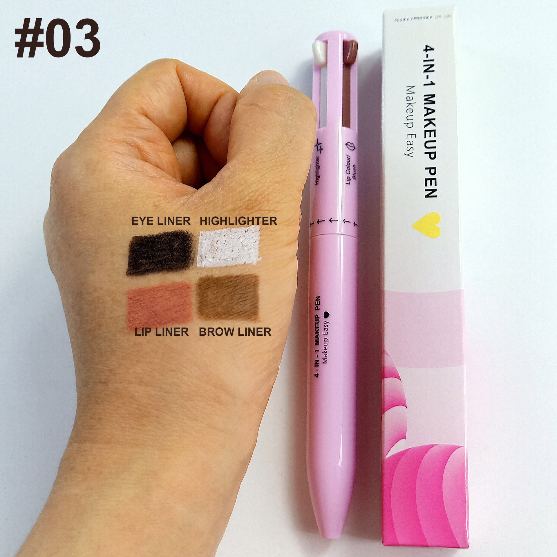 Lápiz de Maquillaje 4 en 1: Labios, Ojos, Cejas y Iluminador