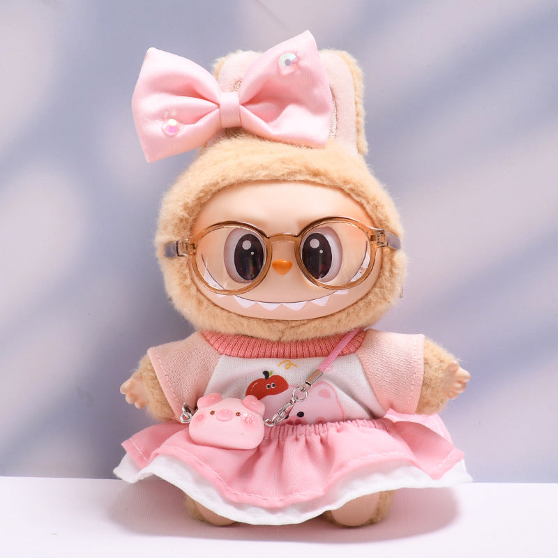 Ropa de Muñeca Labubu: Conjunto de Vestido Rosa y Accesorios