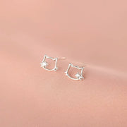 Pendientes Botón en Forma de Gato en Plata 999 – Diseño minimalista