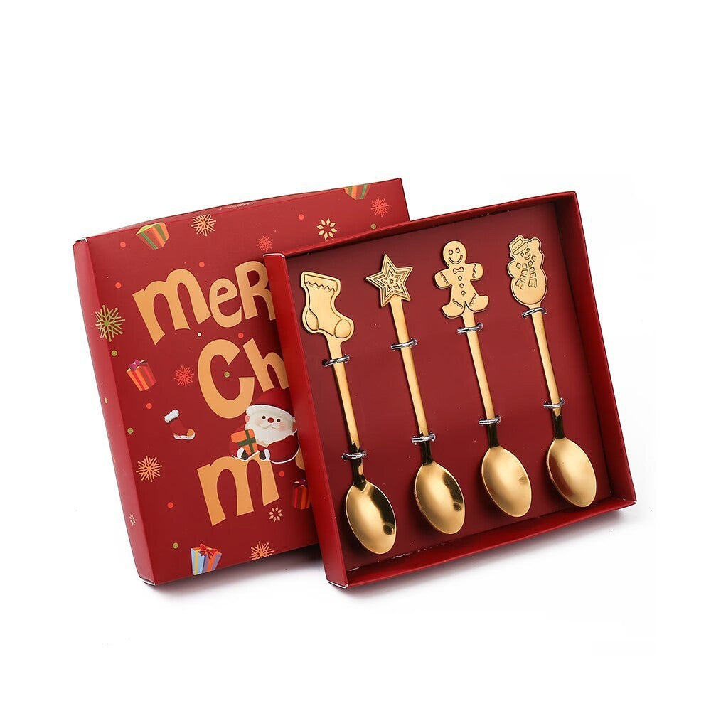 Cucharas de café navideñas con adornos decorativos