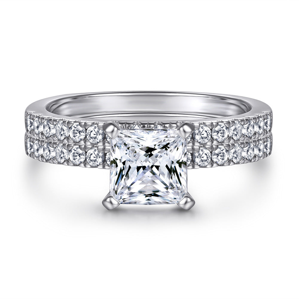 Conjunto de Anillos de Compromiso y Boda para Mujer en Plata 925