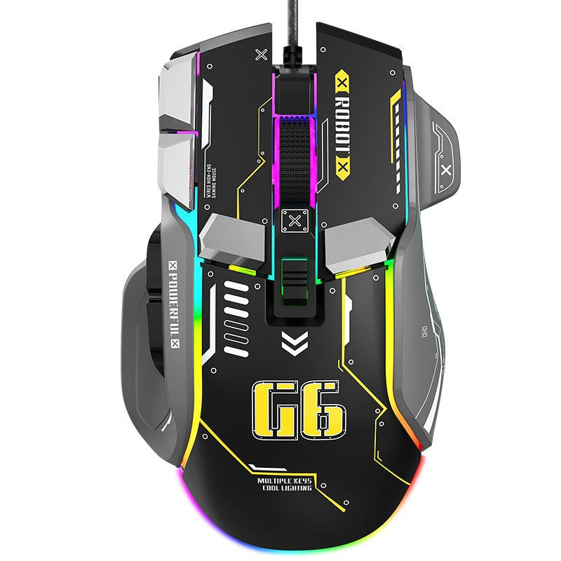 Ratón mecánico G6 RGB: programación de macros, iluminación RGB, ideal para juegos en PC y portátil