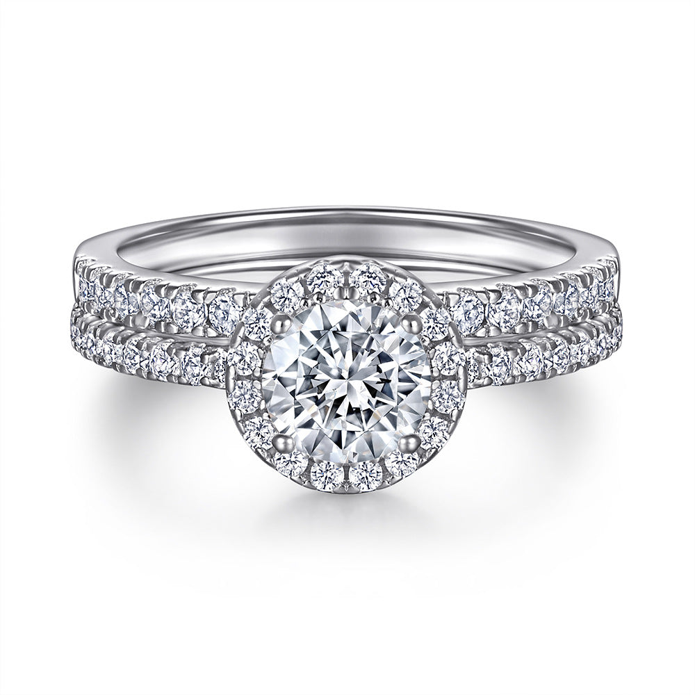 Set de Anillos de Compromiso y Boda Apilables en Plata 925 con Circonias