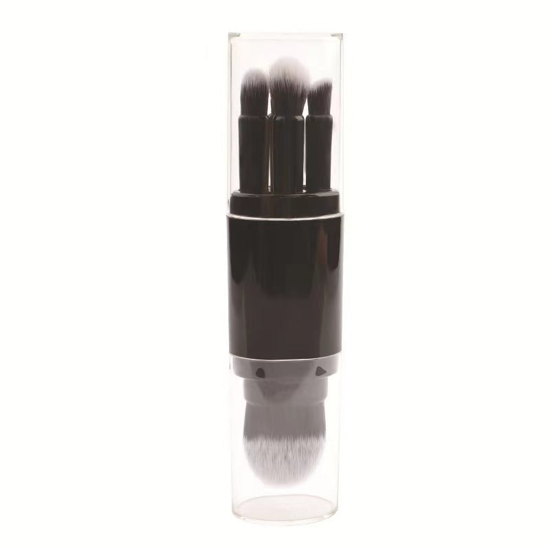 Set de Brochas de Maquillaje 5 en 1: Herramienta Compacta y Retráctil con Diseño Portátil en Estuche, Ideal para Aplicación de Maquillaje