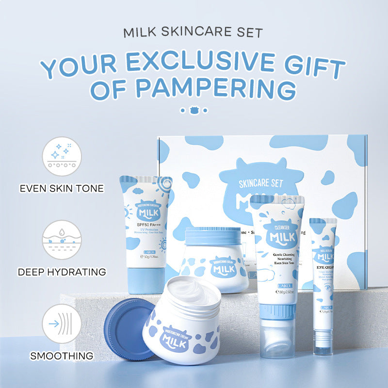 LaiKou Kit de Cuidado Facial LAIKOU: 5 Piezas de Hidratación y Nutrición con Leche
