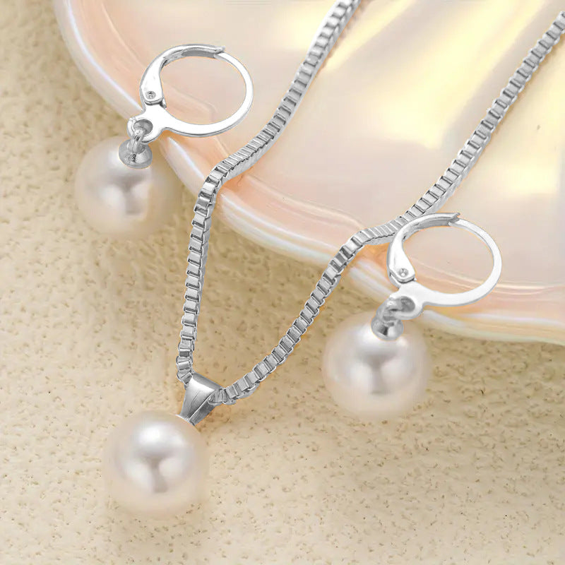 Conjunto de Collar y Aretes con Perlas Grandes – Varios Colores, Regalo para Quinceañera