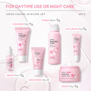 Set de Cuidado Facial para Viaje Laikou – Limpiador, Suero, Crema para Ojos, Crema Hidratante, Tónico y Protector Solar