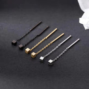 Pendientes de plata S999: Diseño de lujo, estilo ins, con borlas y forma cuadrada, ideales para perforaciones en las orejas