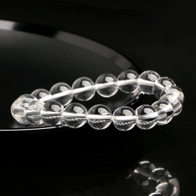 Pulsera de Cuarzo Blanco Natural: Joyería de Alta Calidad, Perlas de Meditación, Ideal para la Purificación y Desmagnetización