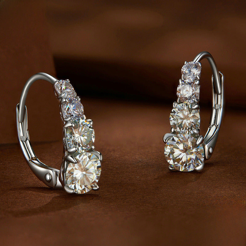 Pendientes de Plata 925 con Moissanita 0.50ct: Aretes Elegantes de Circonita Moissanita, Aros de Plata Esterlina para Mujer Estilo Moderno