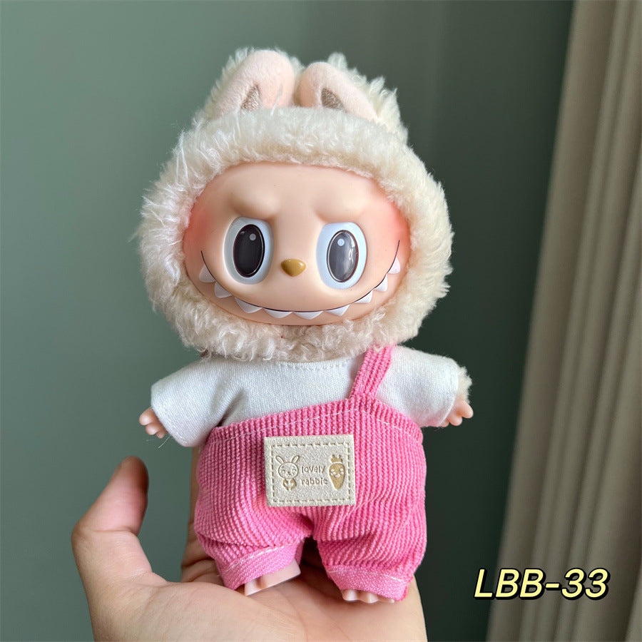Set de Overol con aplicaciones para muñeca en variados diseños para labubu de 17cm, (Muñeca no incluida)