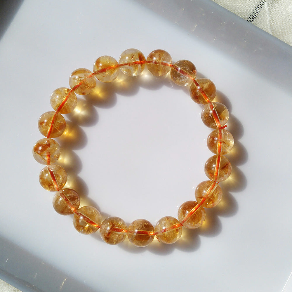 Pulsera de Citrino Natural: Alta Calidad de Brasil, Piedra de Atracción de Riqueza, Color Amarillo Profundo
