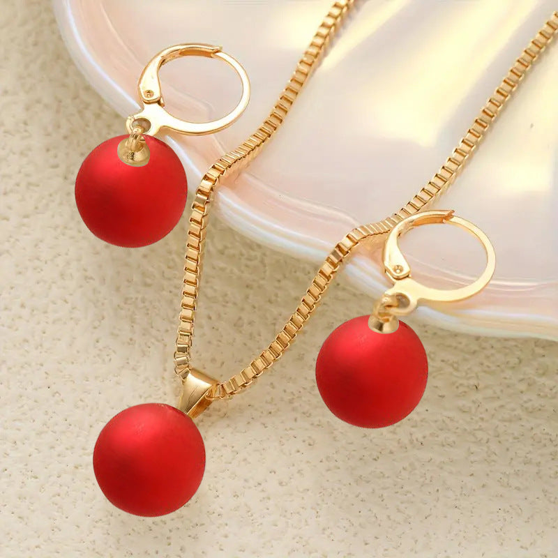 Conjunto de Collar y Aretes con Perlas Grandes – Varios Colores, Regalo para Quinceañera