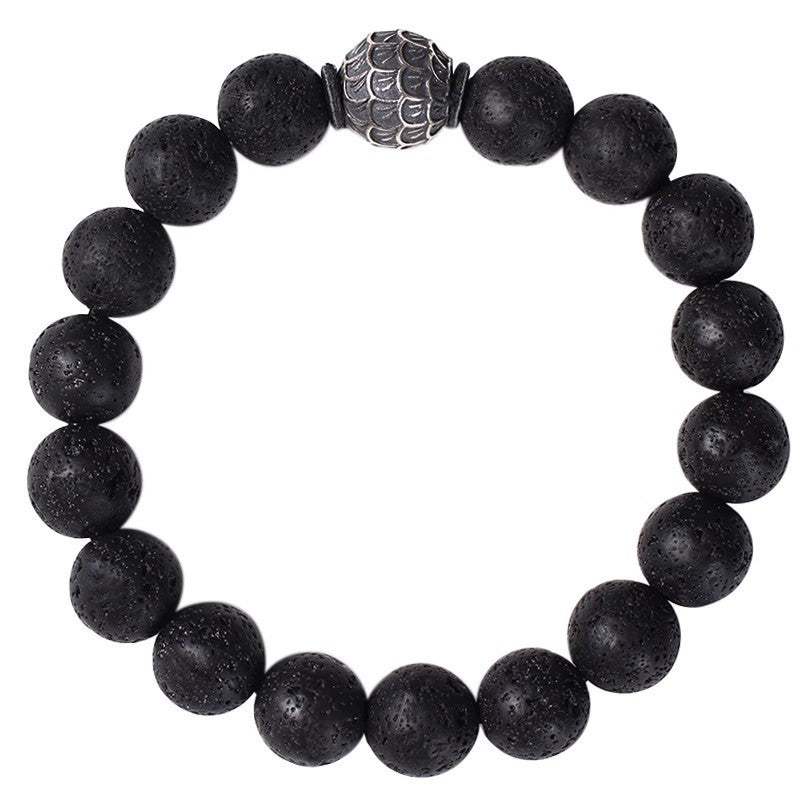 Pulsera de piedra volcánica: diseño retro, suerte y fuerza para hombres - regalo de aniversario perfecto