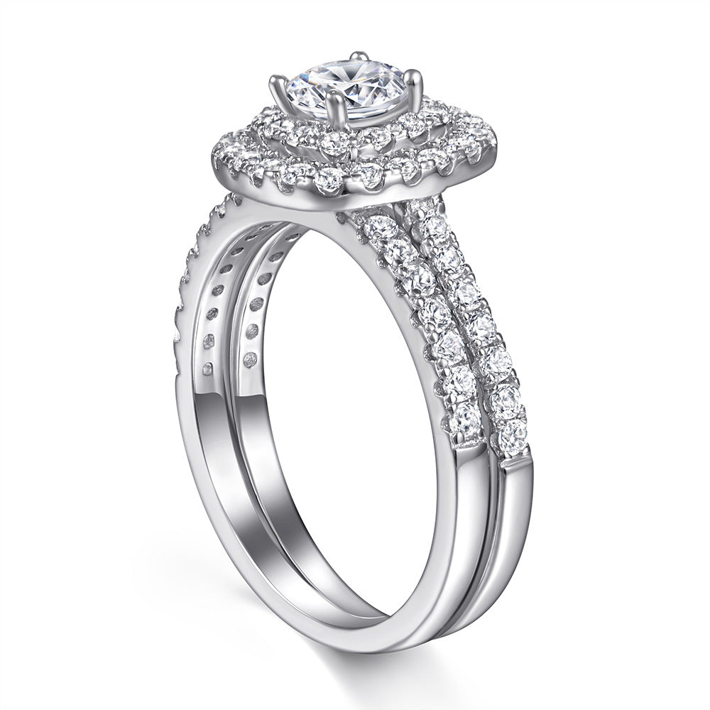 Set de Anillos Apilables de Compromiso y Boda en Plata 925 con Circonitas para Mujer