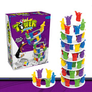 Juego de equilibrio infantil con pingüinos para armar torre y retirar piezas sin que se derrumbe