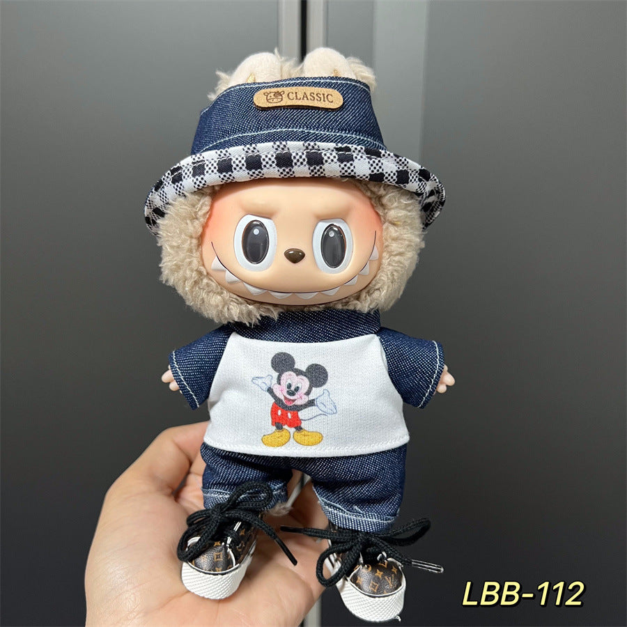 Ropa estilo Preppy Francés para Labubu de 17cm – Outfit de Muñeca de Pie o Sentada