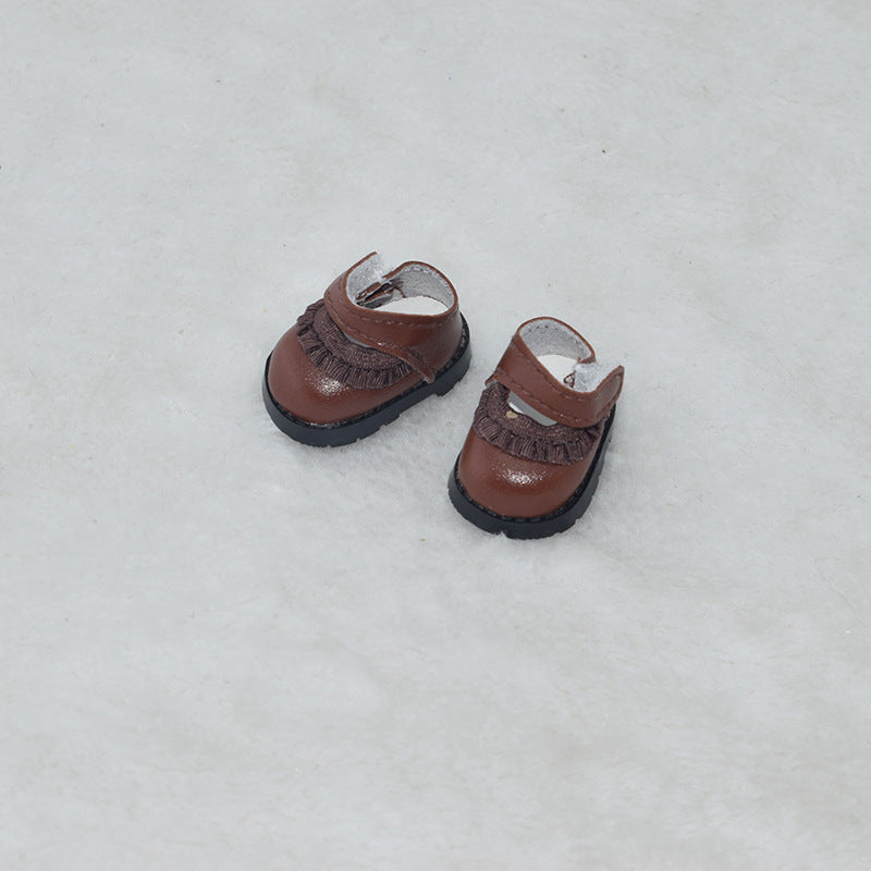 Zapatos marrones con flecos para muñecos Labubu de 17CM, accesorios clásicos para vestir muñecos en juegos y colecciones.