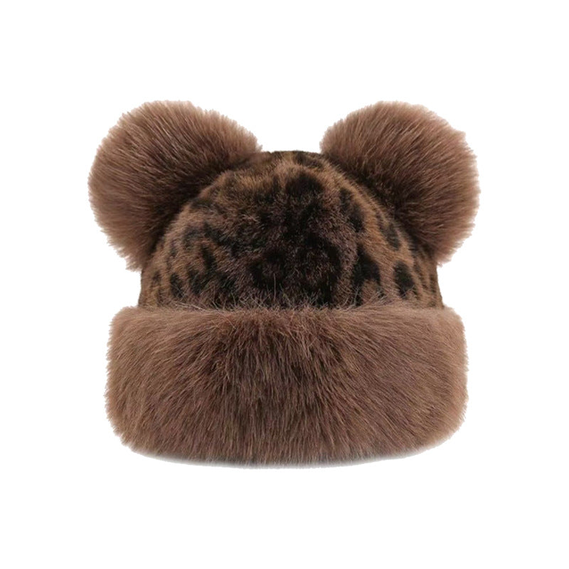 Gorro para mujer imitación piel de visón color leopardo