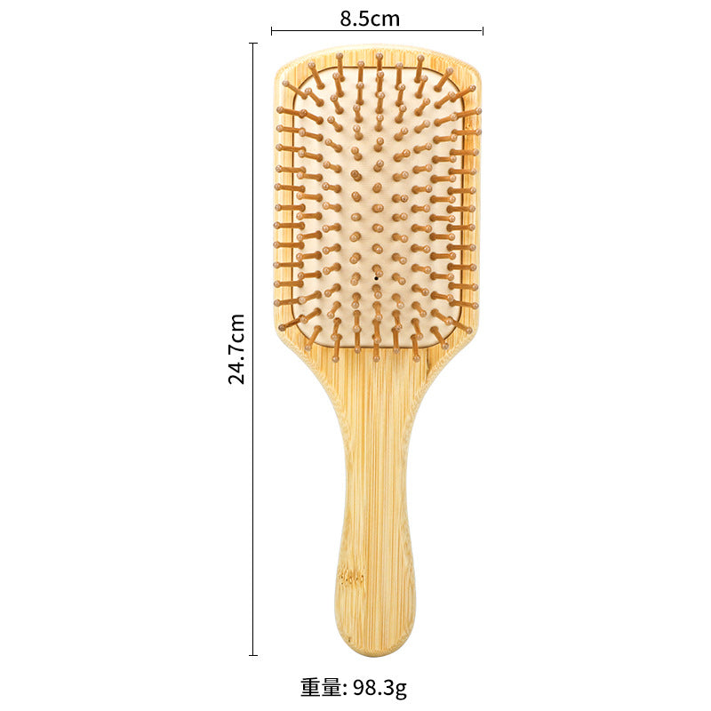 Set de Peines de Bambú Natural: Cepillo de Masaje con Almohadilla de Aire, Peine de Dientes Anchos y Peine de Cola, Ecológico para Niños