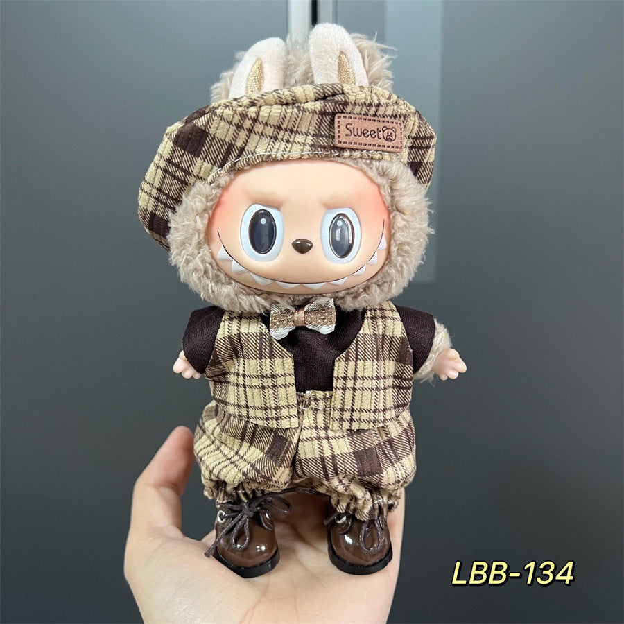 Ropa estilo Preppy Francés para Labubu de 17cm – Outfit de Muñeca de Pie o Sentada